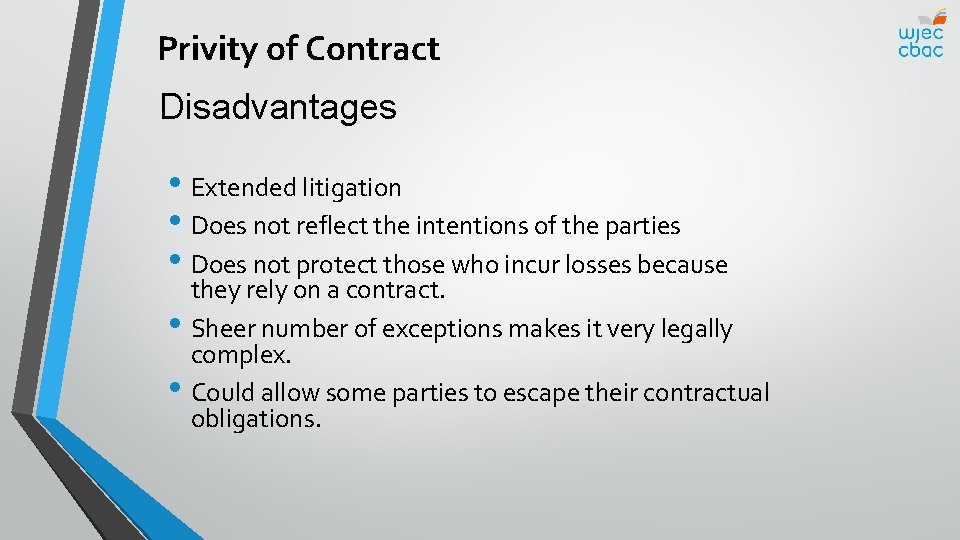 Privity of Contract Disadvantages • Extended litigation • Does not reflect the intentions of