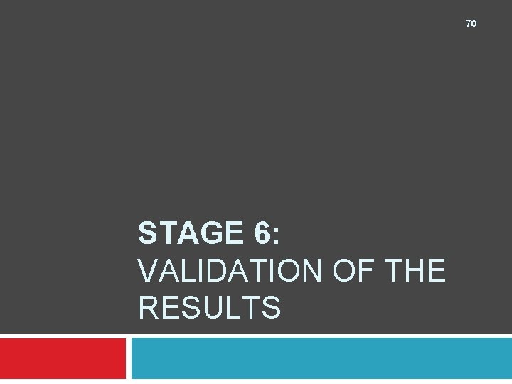 70 STAGE 6: VALIDATION OF THE RESULTS 