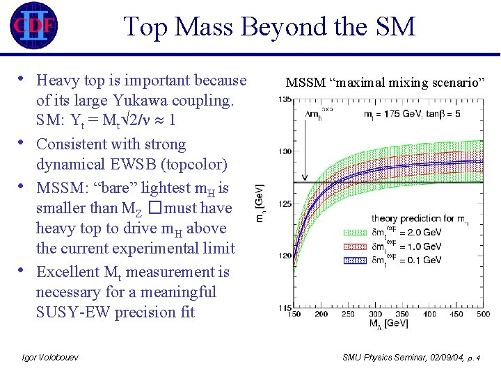 Top Mass Beyond the SM • • Heavy top is important because of its