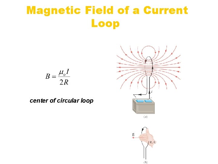 Magnetic Field of a Current Loop center of circular loop 