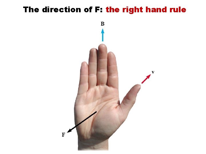 The direction of F: the right hand rule 