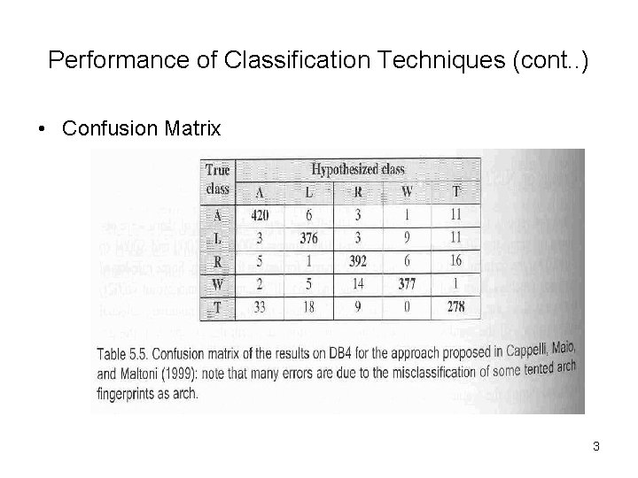 Performance of Classification Techniques (cont. . ) • Confusion Matrix 3 