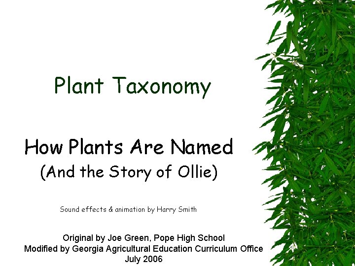 Plant Taxonomy How Plants Are Named (And the Story of Ollie) Sound effects & Plant Taxonomy How Plants Are Named (And the Story of Ollie) Sound effects &