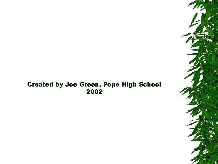 Created by Joe Green, Pope High School 2002 Created by Joe Green, Pope High School 2002