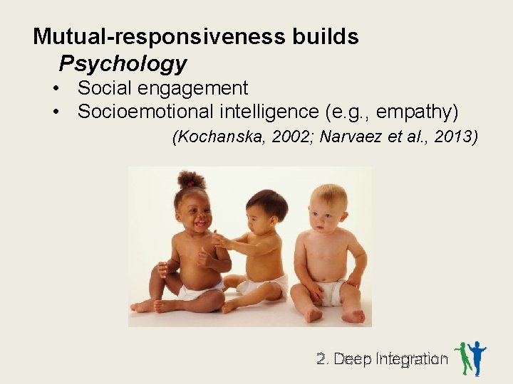 Mutual-responsiveness builds Psychology • Social engagement • Socioemotional intelligence (e. g. , empathy) (Kochanska,