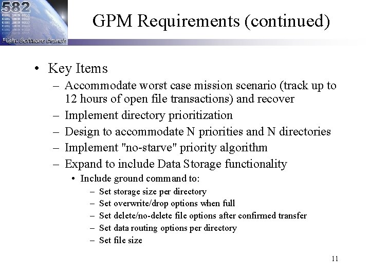 GPM Requirements (continued) • Key Items – Accommodate worst case mission scenario (track up GPM Requirements (continued) • Key Items – Accommodate worst case mission scenario (track up