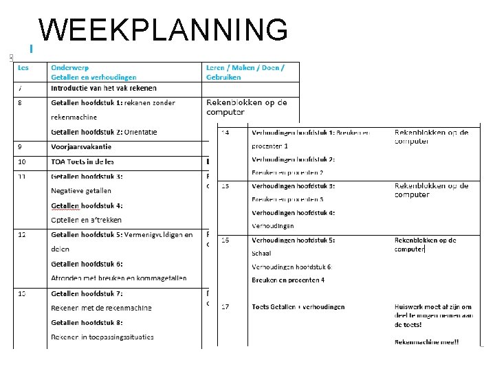 WEEKPLANNING 