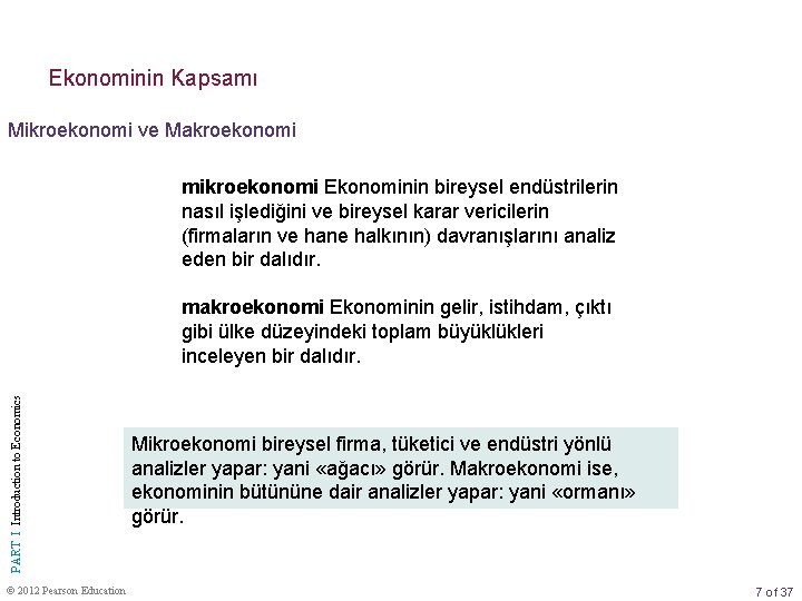 Ekonominin Kapsamı Mikroekonomi ve Makroekonomi mikroekonomi Ekonominin bireysel endüstrilerin nasıl işlediğini ve bireysel karar Ekonominin Kapsamı Mikroekonomi ve Makroekonomi mikroekonomi Ekonominin bireysel endüstrilerin nasıl işlediğini ve bireysel karar