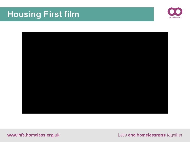 Housing First film www. hfe. homeless. org. uk Let’s end homelessness together 