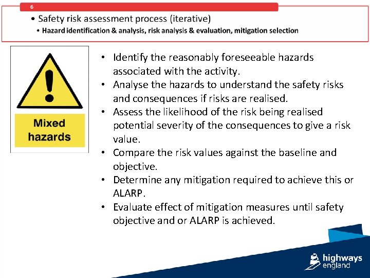  • Identify the reasonably foreseeable hazards associated with the activity. • Analyse the
