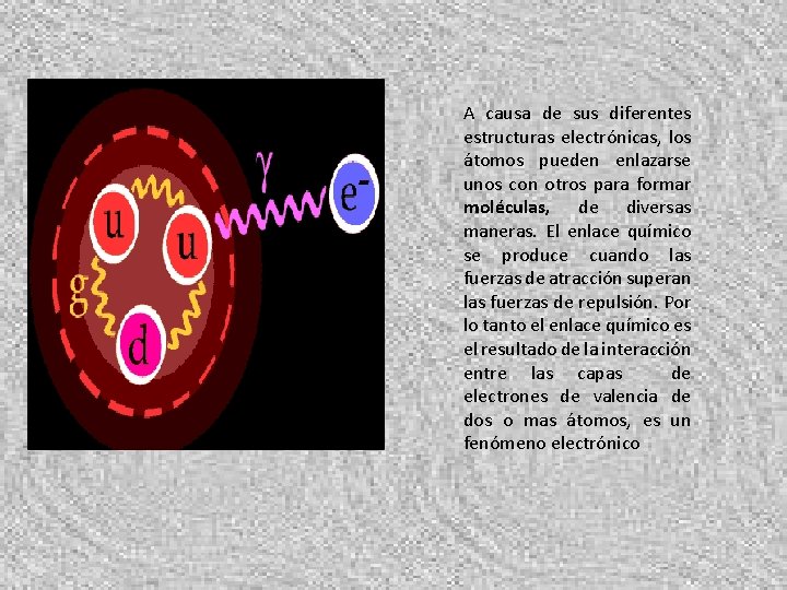 A causa de sus diferentes estructuras electrónicas, los átomos pueden enlazarse unos con otros