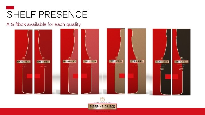 SHELF PRESENCE A Giftbox available for each quality 