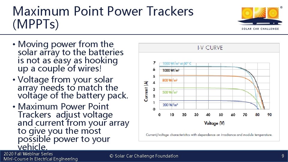 Maximum Point Power Trackers (MPPTs) • Moving power from the solar array to the