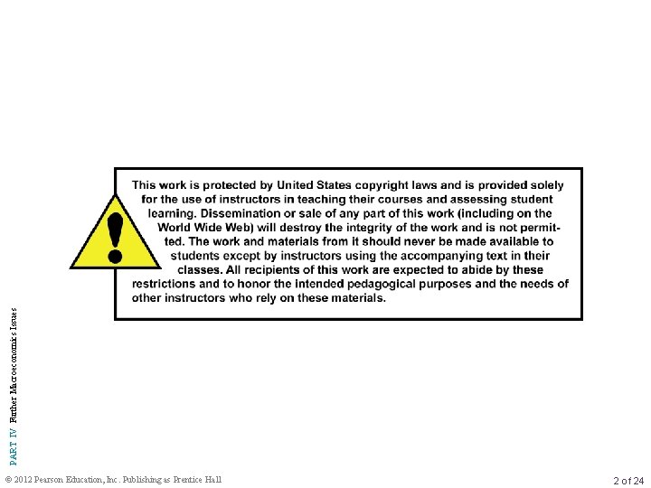 PART IV Further Macroeconomics Issues © 2012 Pearson Education, Inc. Publishing as Prentice Hall