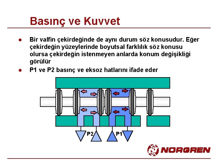 Basınç ve Kuvvet l l Bir valfin çekirdeğinde de aynı durum söz konusudur. Eğer