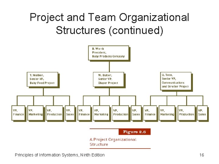 Project and Team Organizational Structures (continued) Principles of Information Systems, Ninth Edition 16 