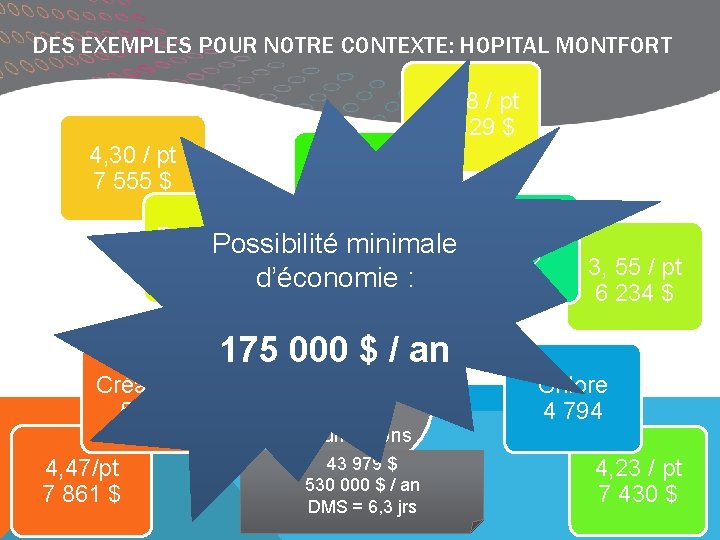 DES EXEMPLES POUR NOTRE CONTEXTE: HOPITAL MONTFORT 4, 28 / pt 7 529 $