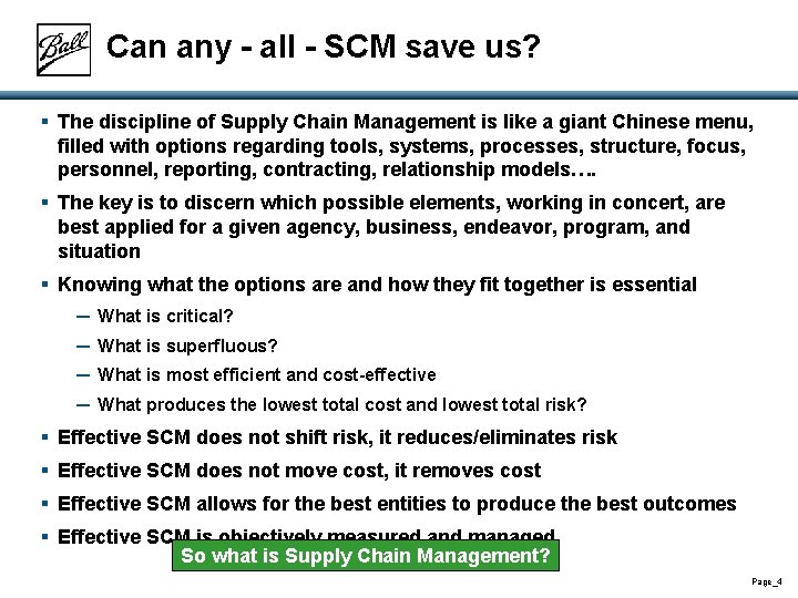 Can any - all - SCM save us? § The discipline of Supply Chain