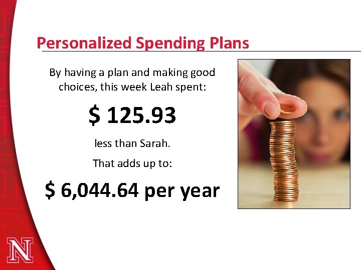 Personalized Spending Plans By having a plan and making good choices, this week Leah