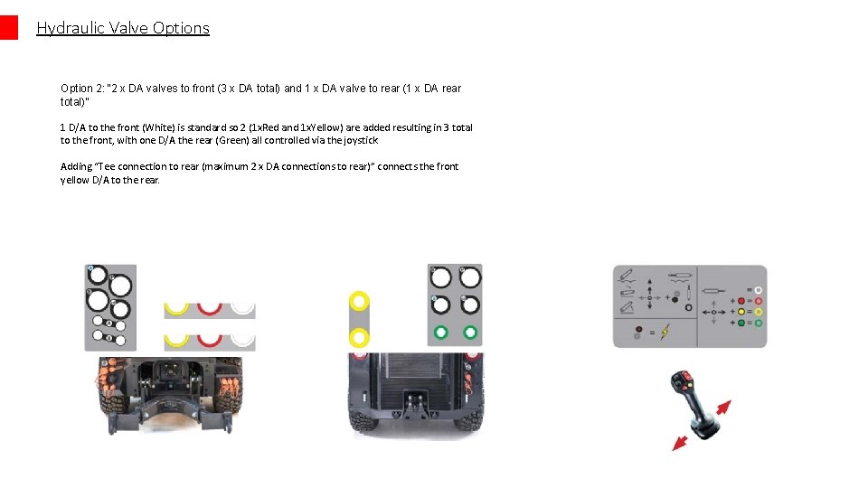 Hydraulic Valve Options Option 2: “ 2 x DA valves to front (3 x