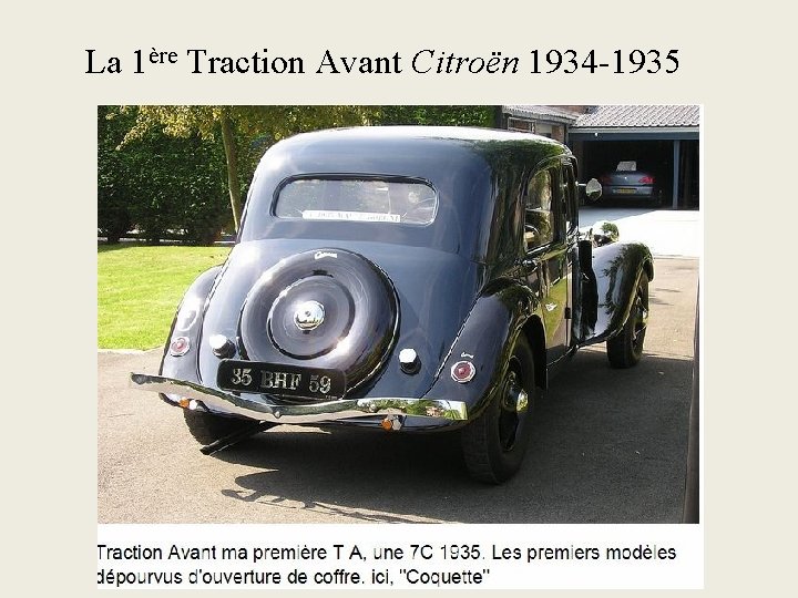 La 1ère Traction Avant Citroën 1934 -1935 