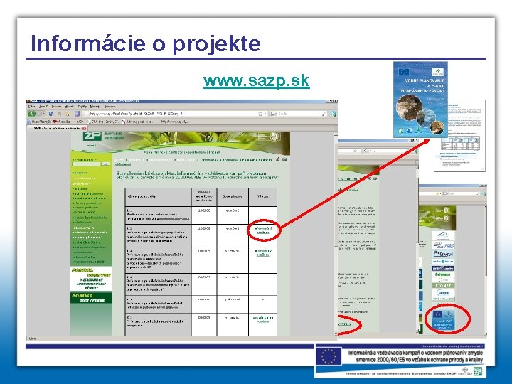 Informácie o projekte www. sazp. sk 