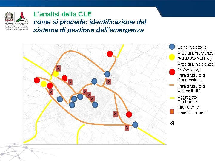 L’analisi della CLE come si procede: identificazione del sistema di gestione dell’emergenza Edifici Strategici