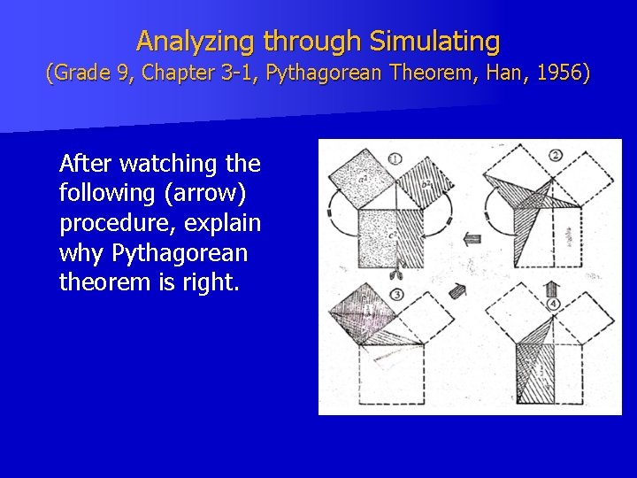 Analyzing through Simulating (Grade 9, Chapter 3 -1, Pythagorean Theorem, Han, 1956) After watching Analyzing through Simulating (Grade 9, Chapter 3 -1, Pythagorean Theorem, Han, 1956) After watching