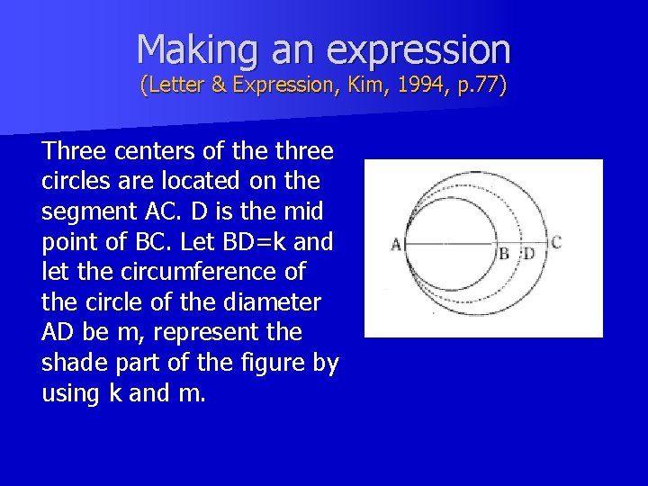 Making an expression (Letter & Expression, Kim, 1994, p. 77) Three centers of the Making an expression (Letter & Expression, Kim, 1994, p. 77) Three centers of the