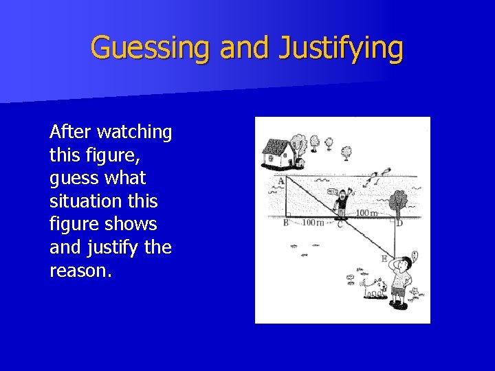 Guessing and Justifying After watching this figure, guess what situation this figure shows and Guessing and Justifying After watching this figure, guess what situation this figure shows and