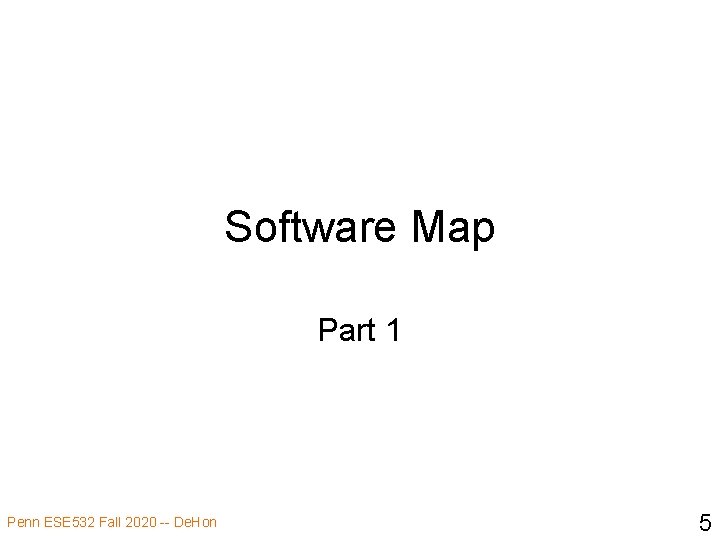 Software Map Part 1 Penn ESE 532 Fall 2020 -- De. Hon 5 