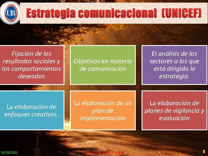 Estrategia comunicacional (UNICEF) Fijación de los resultados sociales y los comportamientos deseados Objetivos en