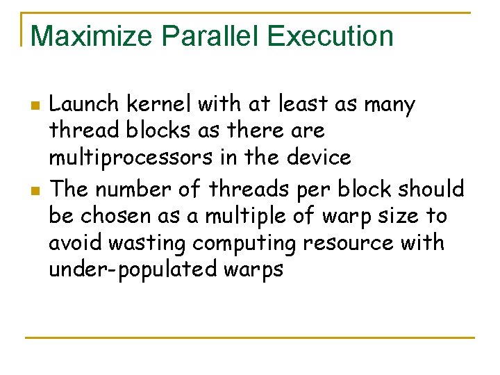 CUDA Optimizations Sathish Vadhiyar Parallel Programming SIMT Architecture