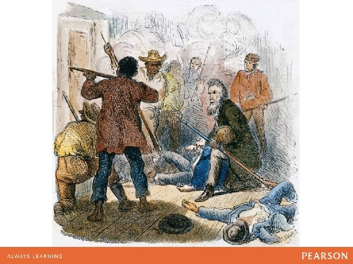 John Brown and his followers are shown trapped inside the armory at Harpers Ferry John Brown and his followers are shown trapped inside the armory at Harpers Ferry