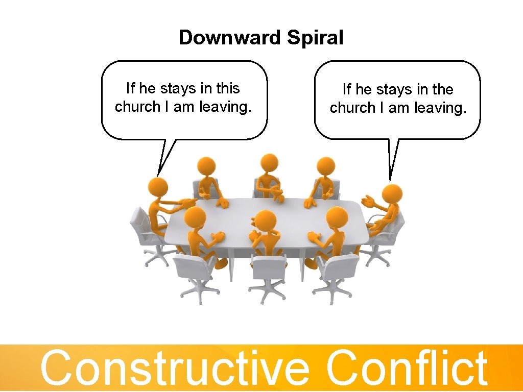 Downward Spiral If he stays in this church I am leaving. If he stays