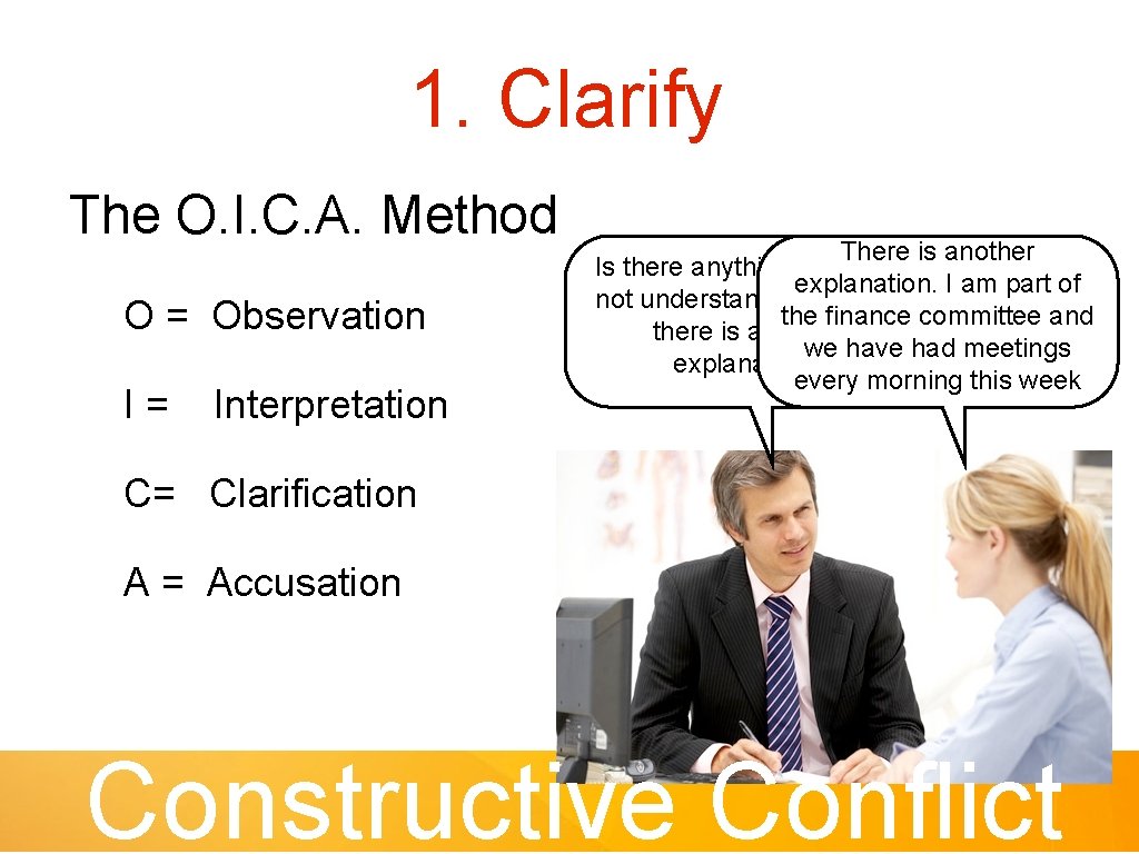 1. Clarify The O. I. C. A. Method O = Observation I= Interpretation There