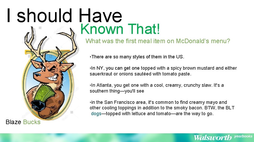 I should Have Known That! What was the first meal item on Mc. Donald’s I should Have Known That! What was the first meal item on Mc. Donald’s