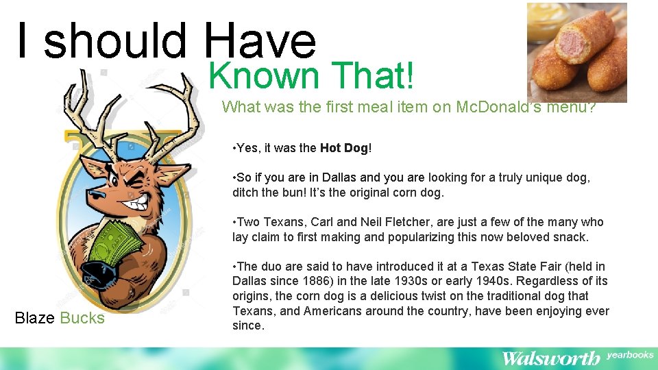 I should Have Known That! What was the first meal item on Mc. Donald’s I should Have Known That! What was the first meal item on Mc. Donald’s