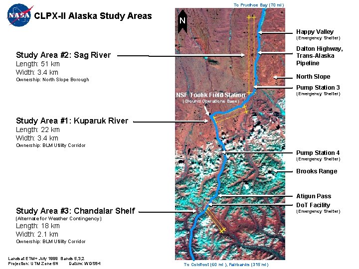 To Prudhoe Bay (70 mi) CLPX-II Alaska Study Areas N Happy Valley (Emergency Shelter)