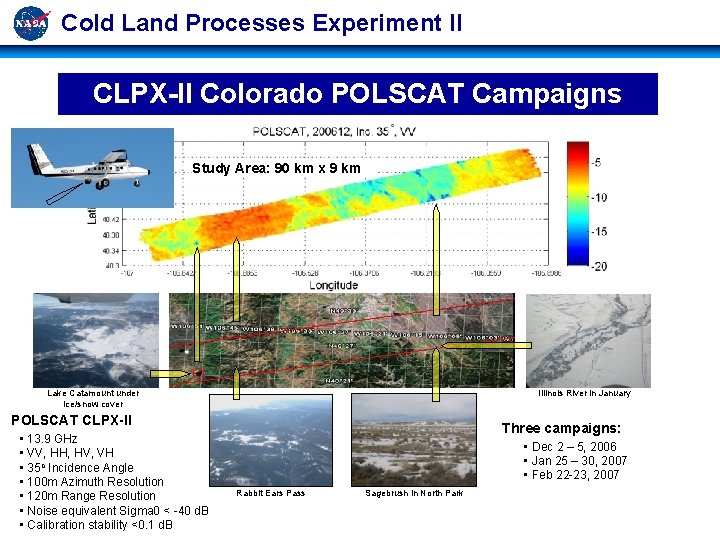 Cold Land Processes Experiment II CLPX-II Colorado POLSCAT Campaigns Study Area: 90 km x