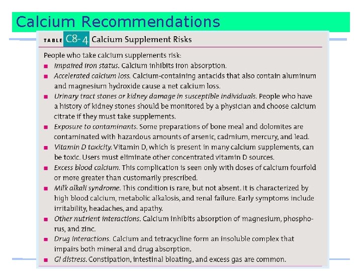 Calcium Recommendations 