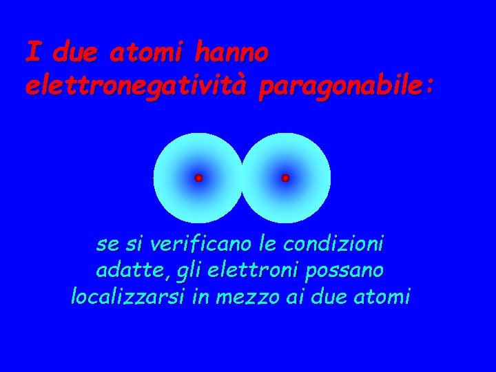 I due atomi hanno elettronegatività paragonabile: se si verificano le condizioni adatte, gli elettroni