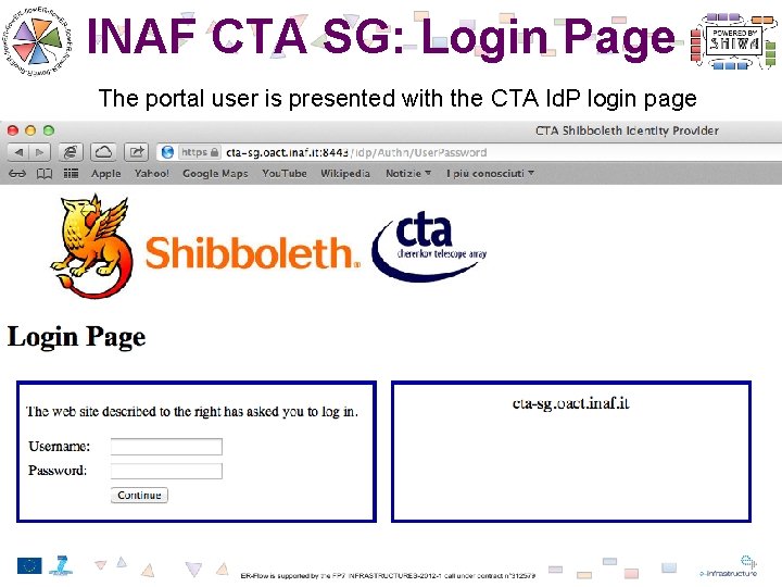 INAF CTA SG: Login Page The portal user is presented with the CTA Id.
