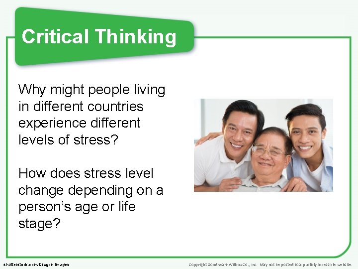 Critical Thinking Why might people living in different countries experience different levels of stress?