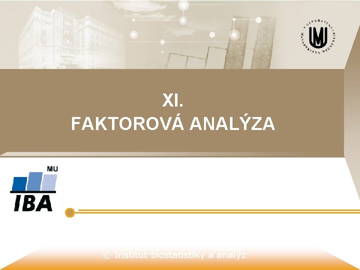 XI. FAKTOROVÁ ANALÝZA © Institut biostatistiky a analýz XI. FAKTOROVÁ ANALÝZA © Institut biostatistiky a analýz