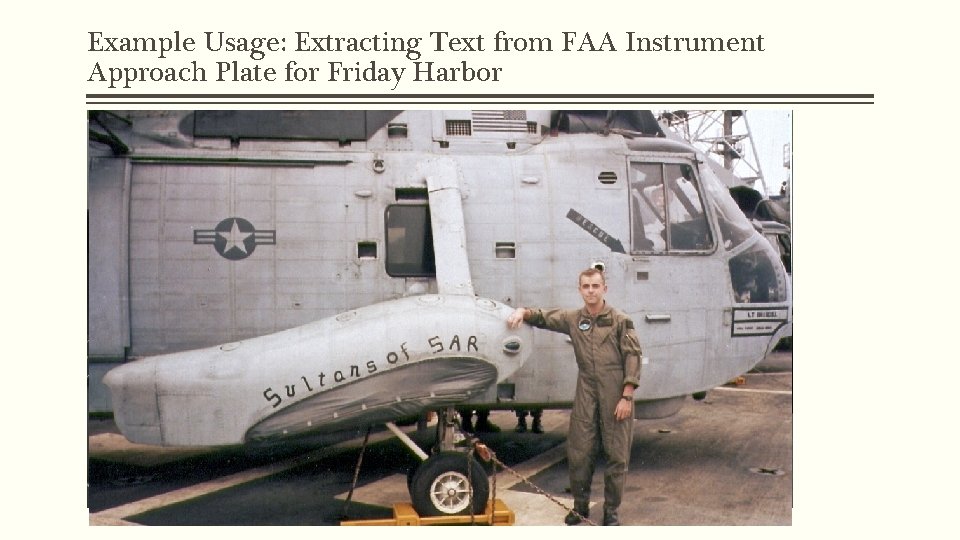 Example Usage: Extracting Text from FAA Instrument Approach Plate for Friday Harbor § Find Example Usage: Extracting Text from FAA Instrument Approach Plate for Friday Harbor § Find