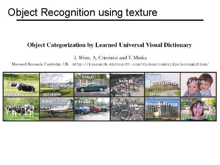 Object Recognition using texture 