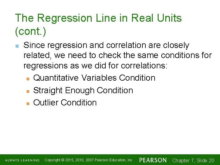 The Regression Line in Real Units (cont. ) n Since regression and correlation are