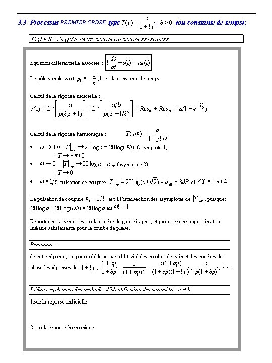 3. 3 Processus PREMIER ORDRE type T ( p) = a , b >