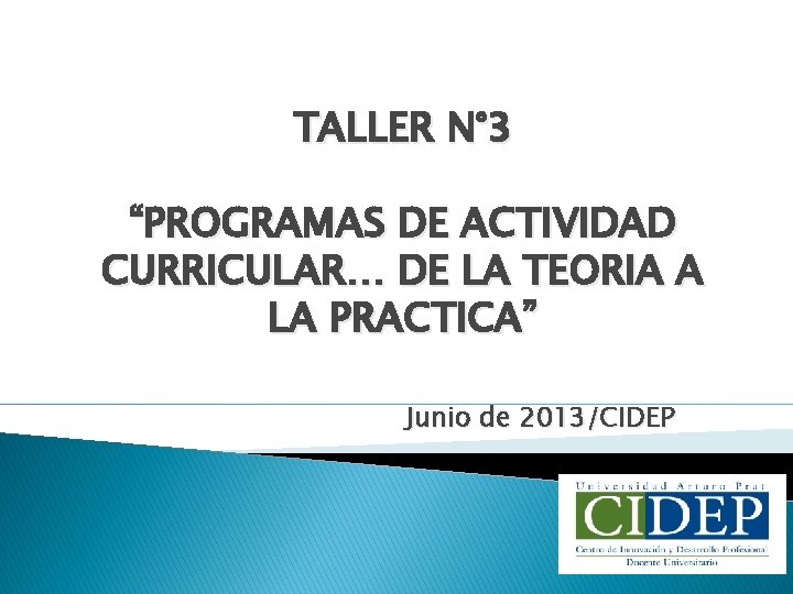 TALLER N° 3 “PROGRAMAS DE ACTIVIDAD CURRICULAR… DE LA TEORIA A LA PRACTICA” Junio